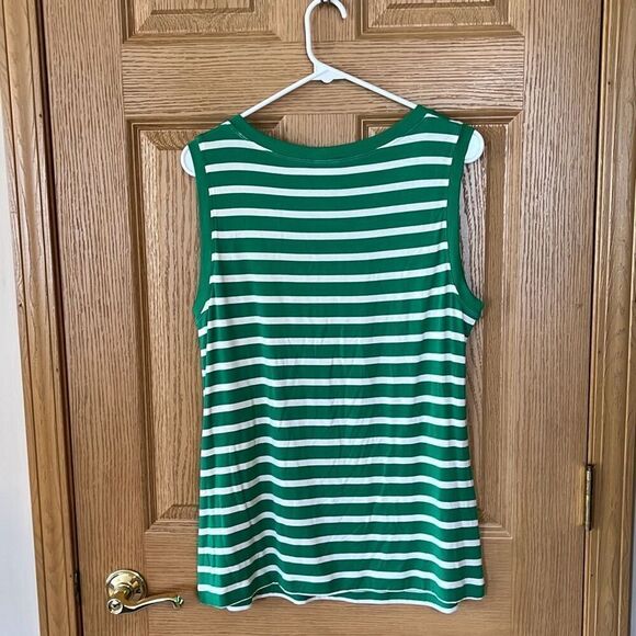 CAbi Amelia Sleeveless Top Kelly Green White Striped Medium #5758 - Picture 3 of 5
